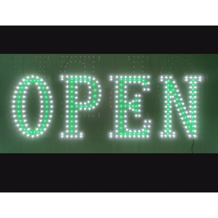 LARGE LED Open Sign Green