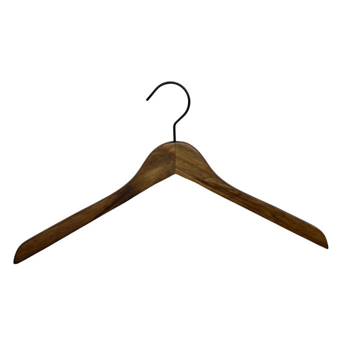 Rustic Dark Wood Hangers Featuring Black Hook