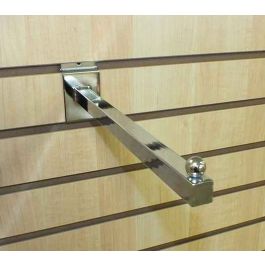 12'' Square Straight Arm Slatwall Faceout- Chrome