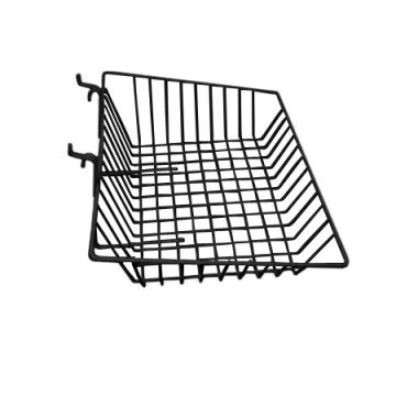 SLATWALL/GRID SLOPE BASKET- BLACK